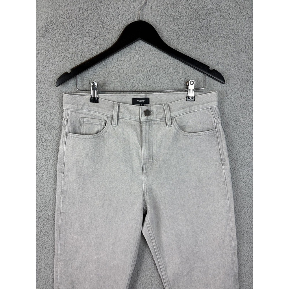 Theory Jeans Mens 30x24 Gray Light Wash Regular Tapered Stretch Denim TREECAD_CO
